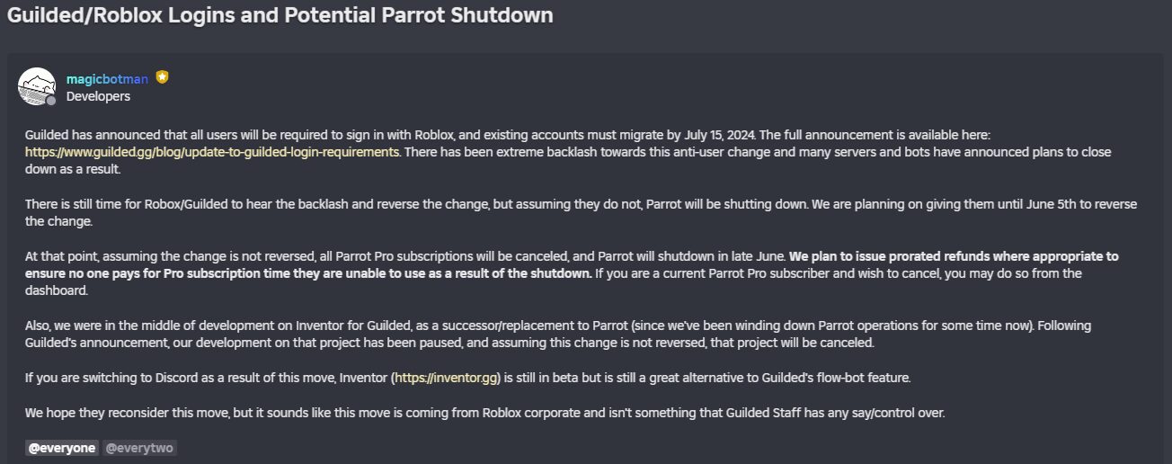 MagicBotMan's Announcement for Parrot